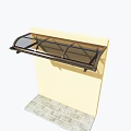 Light Colored Awning With Metal Frame On Building Side 3d model