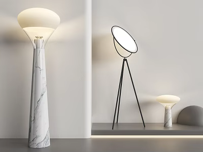Modern Floor Lamps In Minimalist Interior Space 3d model