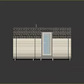 Cartoon Style Small House With Tiled Roof Wooden Door And White Walls