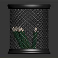 Silver Metal Mesh Pen Holder With Green Pencils On Desk