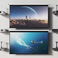 Modern Projector Projector Projection Curtain 3d model