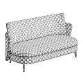 Modern Light Gray Fabric Sofa With Beige Accent Curved Armrest And Black Legs