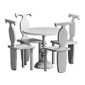 Unique Design Classic Style Wooden Round Dining Table With Four Chairs 3d model