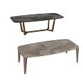 Modern Dining Tables with Marble and Wood Grain Tops and Sturdy Wooden Legs