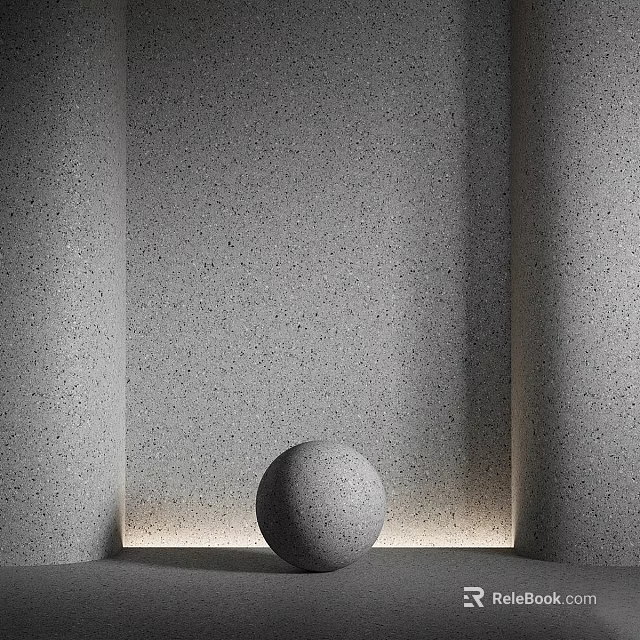 Minimalist Textured Wall Design With Ambient Lighting And Decorative Sphere 3d model 