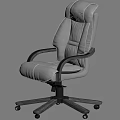 Light Gray Leather Office Chair With High Back Black Armrests And Five Pointed Base Wheels