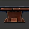 Outdoor Bench with Red Wooden Planks Blue Metal Brackets and Support Legs