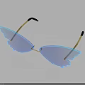 Stylish Butterfly Shaped Sunglasses With Blue Gradient Lenses And Reflective Frame Design