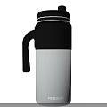 Stylish TREASURE Stainless Steel Tumbler With Silver Body Black Lid And Handle