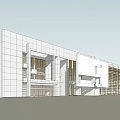Modern Architectural Building With White Facade And Large Glass Windows 3d model