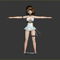 Anime Style Female Character With Brown Short Hair White Dress Sunglasses Tattoos And Blue Companion Creature