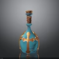 Elegant Blue Decorative Vase With Orange Cross Ornament And Neck Details