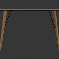 Light Colored Wooden Rectangular Table With Black And Wooden Legs On Reflective Dark Background 3d model