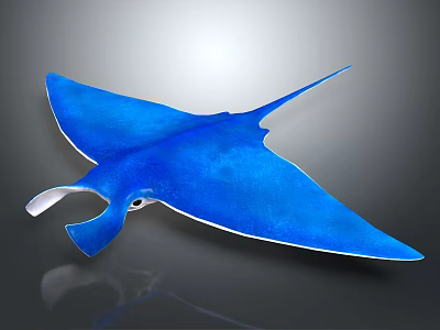 Elegant Blue Manta Ray With Sleek Body And Reflective Surface 3d model