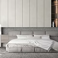 Modern Double Bed Simple Bedding Combination 3d model