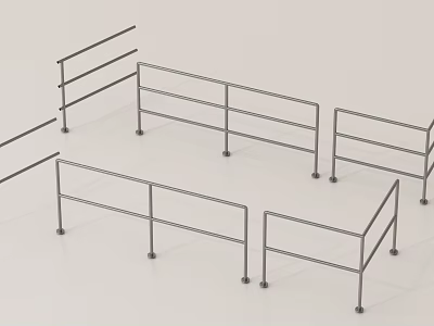 Modern Stainless Steel Railings With Simple Metal Frame For Staircase Balcony 3d model
