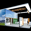 SUNGROW Solar Energy Exhibition Booth With Illuminated Signage And Product Displays