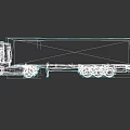Gray Commercial Container Truck with Cab and Long Trailer Body on Dark Background
