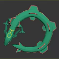 Green Dragon Shaped Deformable Toy With Red And Yellow Accents Flexible Segmented Design