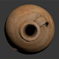 Ancient Terracotta Jug With Broken Hole Handle And Small Spout