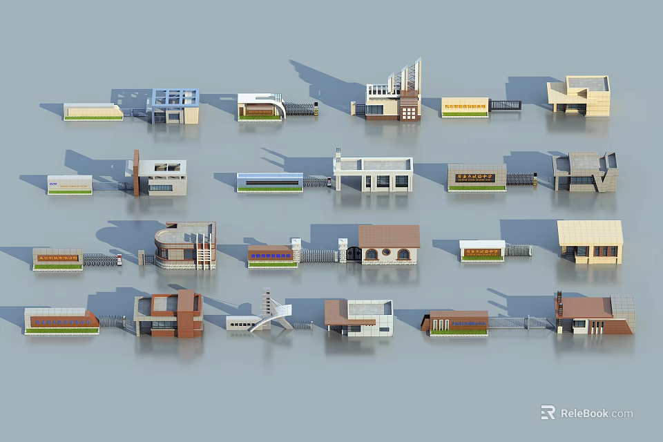 Various Entrance Gates Design With Diverse Architectural Styles And Decorative Elements 3d model