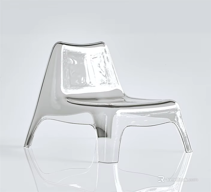 Transparent Modern Leisure Chair With Sleek Surface And Reflective Minimalist Lines 3d model 