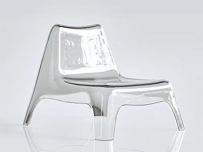 Transparent Modern Leisure Chair With Sleek Surface And Reflective Minimalist Lines 3d model