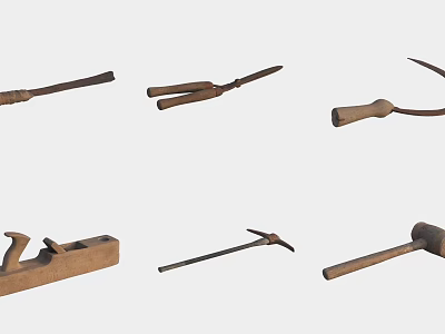 Various Types of Essential Hardware Tools Including Chisel Pliers and Hammer 3d model