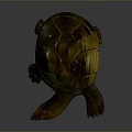 Shiny Turtle Sculpture With Yellow Green And Brown Shell Texture Design