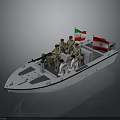 Military Patrol Boat With Military Personnel And Iranian Flag On Deck