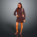 Stylish Woman in Dark Dress Wearing Glasses Carrying Pink Bag and Sandals
