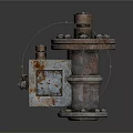 Rusty Industrial Metal Pipe Fitting With Flange Bolts And Valve Component
