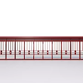 Red Metal Railing Modern Design With Vertical Spindles And Top Rail 3d model