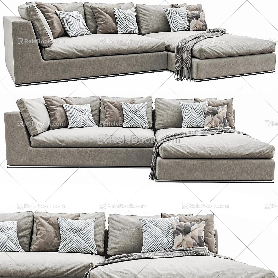 Modern Multi-Person Sofa Sofa Two-Person Sofa Casual Sofa Living Room Sofa Leather Sofa Corner Sofa 3d model