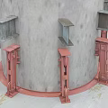 Detailed Bridge Structural Layout With Multiple Circular Supports And Pipes Framework