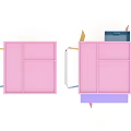 Colorful Side Table With Block Structure Handle Drawer And Wheels 3d model