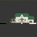 Single Family House Exterior Design Green Roof Beige Walls Steps Garage Car Lawn Path