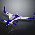 Blue And White Model Airplane With Red Stripes Transparent Cockpit And Wing Design
