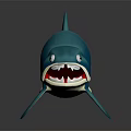 Cartoon Shark Toy Figure With Blue White Body Open Mouth And Sharp Teeth