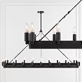 Industrial Style Black Metal Chandelier with Multiple Candle Style Bulbs and Modern Design