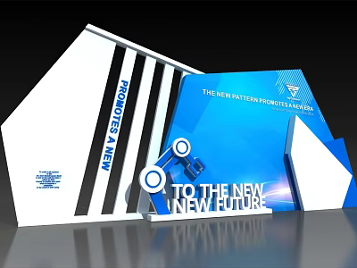Modern Background Wall With Geometric Patterns Blue White And Future Themed Design 3d model