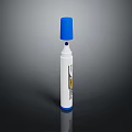 Sleek White Pen With Blue Cap And Smooth Design On Dark Background 3d model