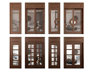 New Chinese style sliding door kitchen door 3d model