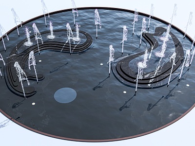 Modern landscape pool fountain pool water feature spring model