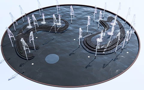 Modern landscape pool fountain pool water feature spring 3d model