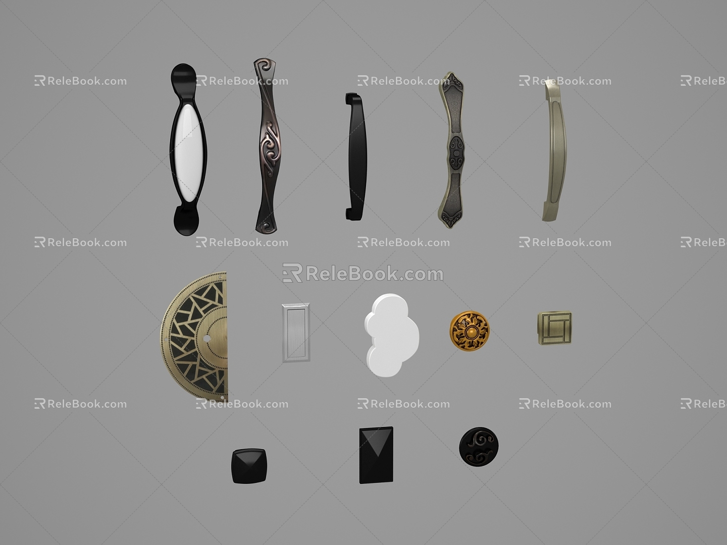 Classical hardware handle 3d model