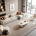 Modern sofa coffee table combination 3d model