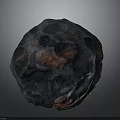 Cosmic Asteroid With Blue Red Surface And Impact Craters In Space Study