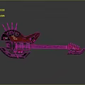 Mechanical Sci Fi Guitar Red Body With Spiked Headstock And Metallic Accents