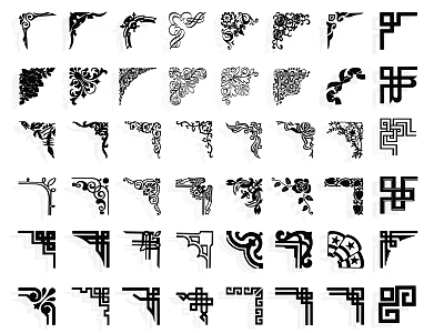 Chinese Style Corner Flower Corner Line Carved Flower Pattern Flower Frame Lace Top Corner Line Corner 3d model